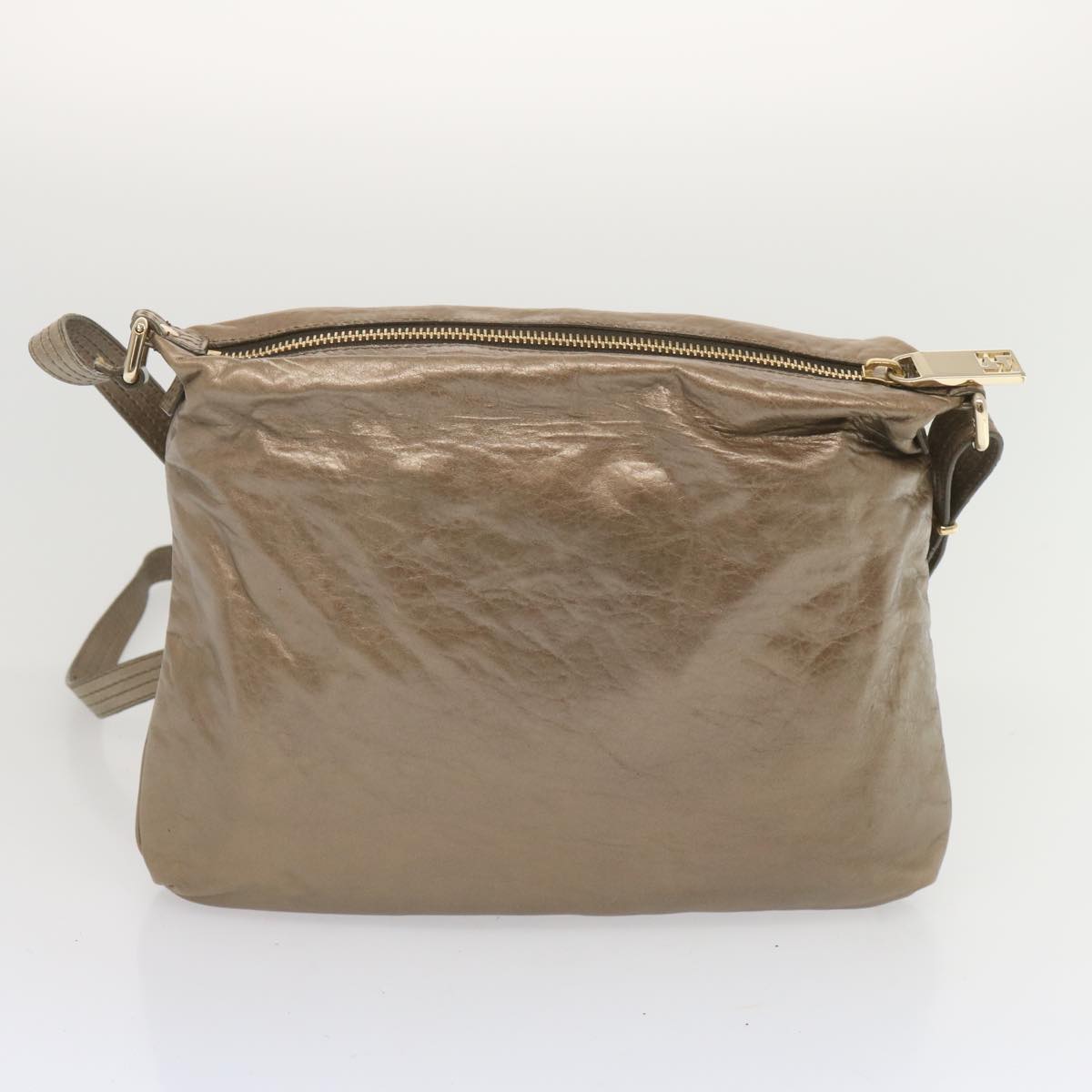 FENDI Shoulder Bag Leather Bronze hk1152