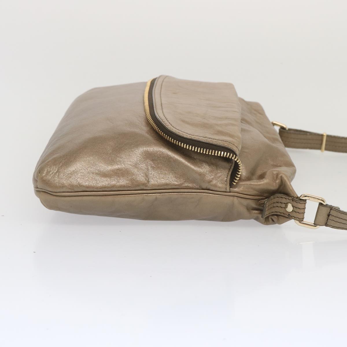 FENDI Shoulder Bag Leather Bronze hk1152