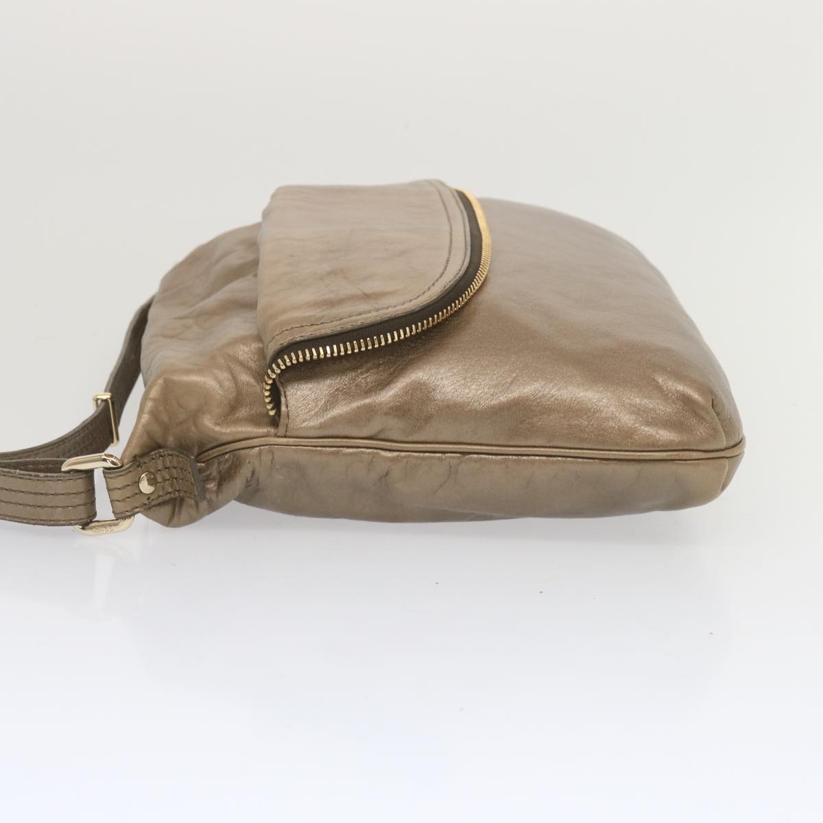 FENDI Shoulder Bag Leather Bronze hk1152