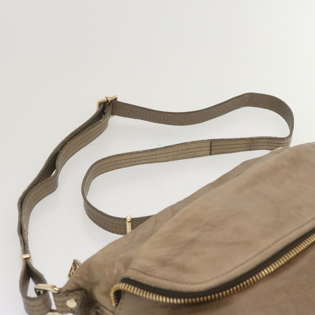 FENDI Shoulder Bag Leather Bronze hk1152