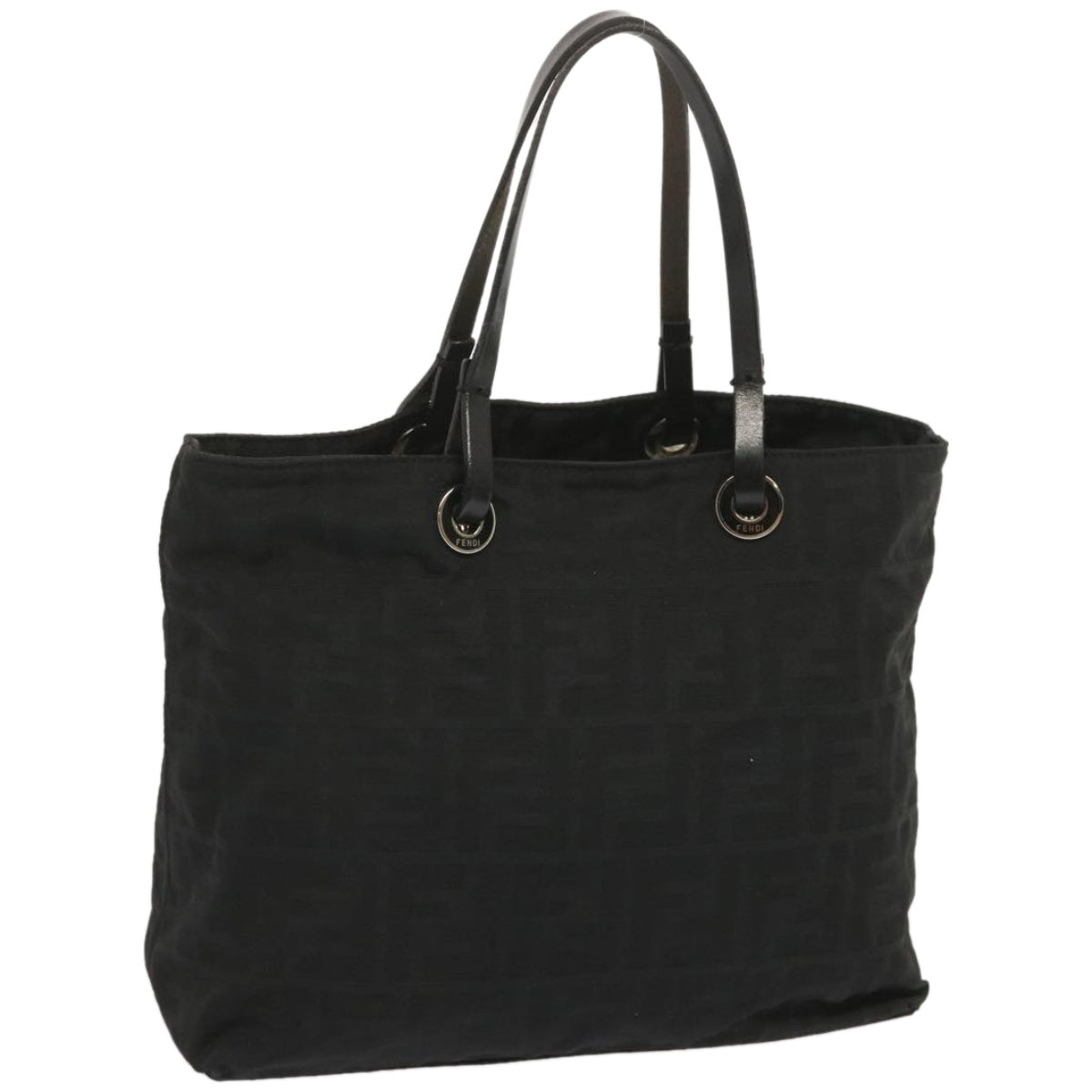 FENDI Zucca Canvas Hand Bag Black hk1176