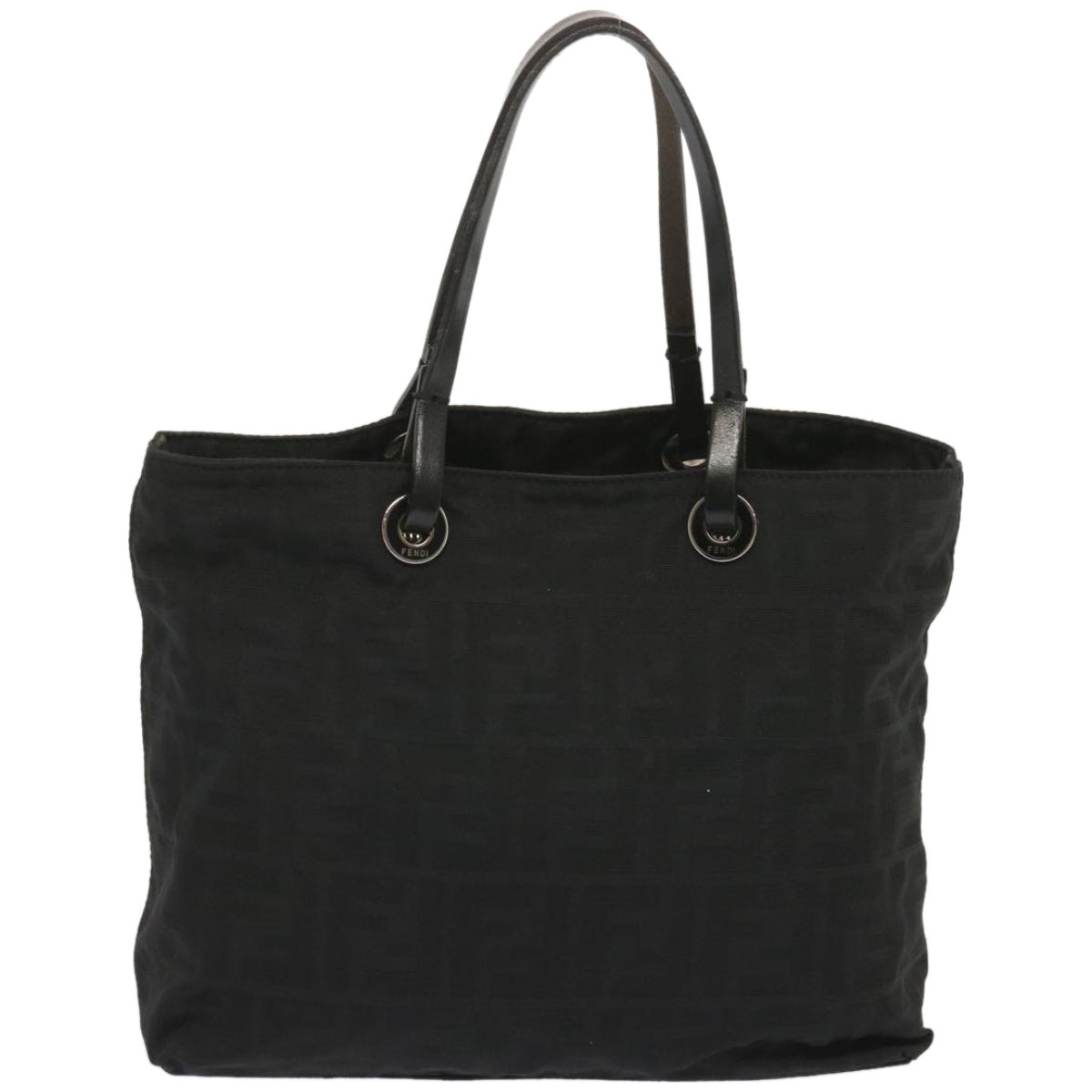 FENDI Zucca Canvas Hand Bag Black hk1176