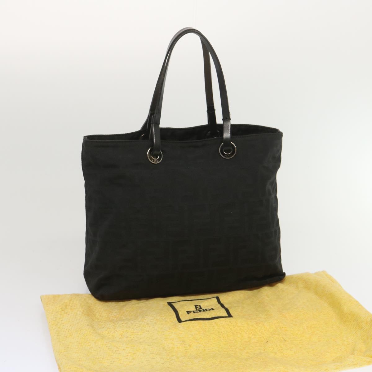 FENDI Zucca Canvas Hand Bag Black hk1176