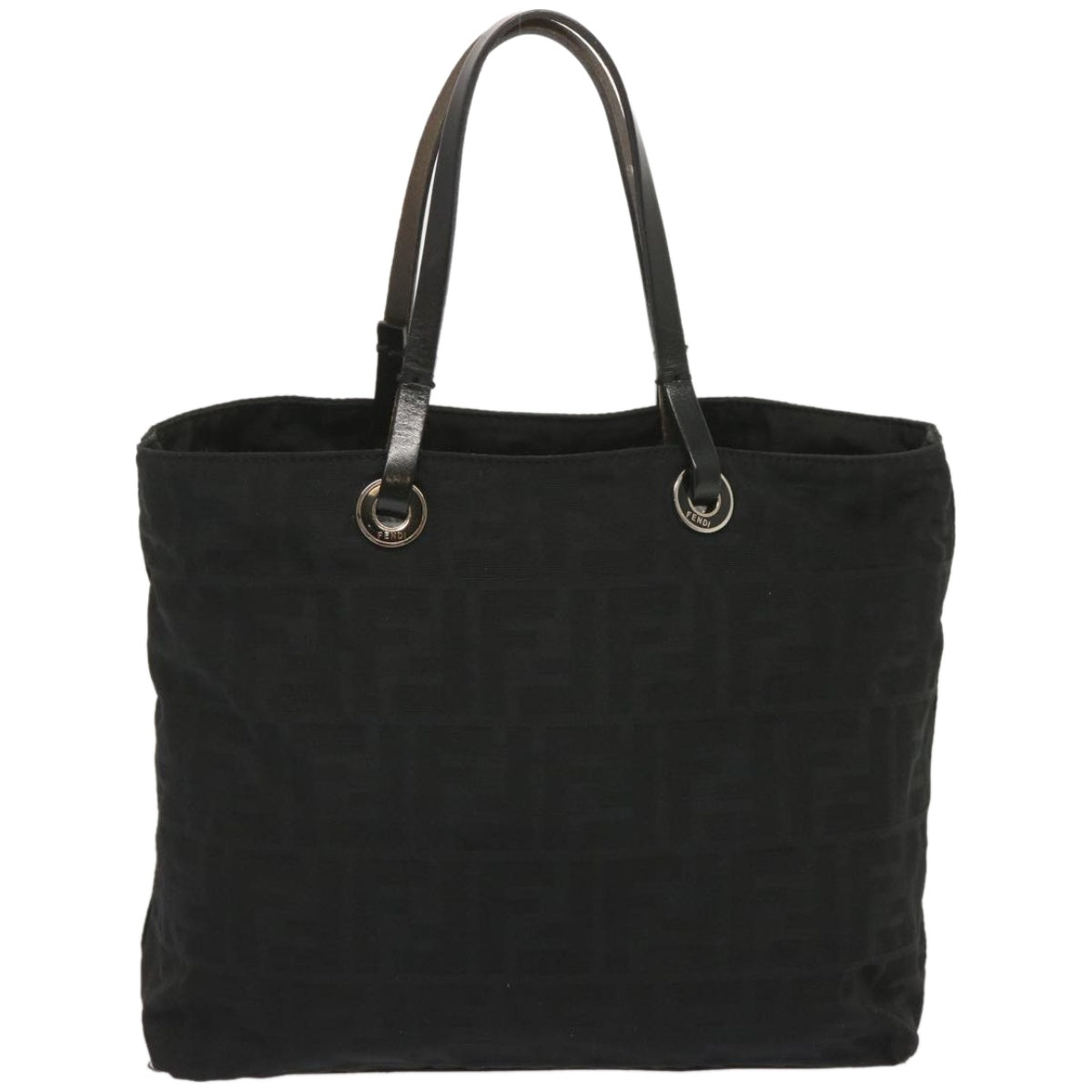 FENDI Zucca Canvas Hand Bag Black hk1176