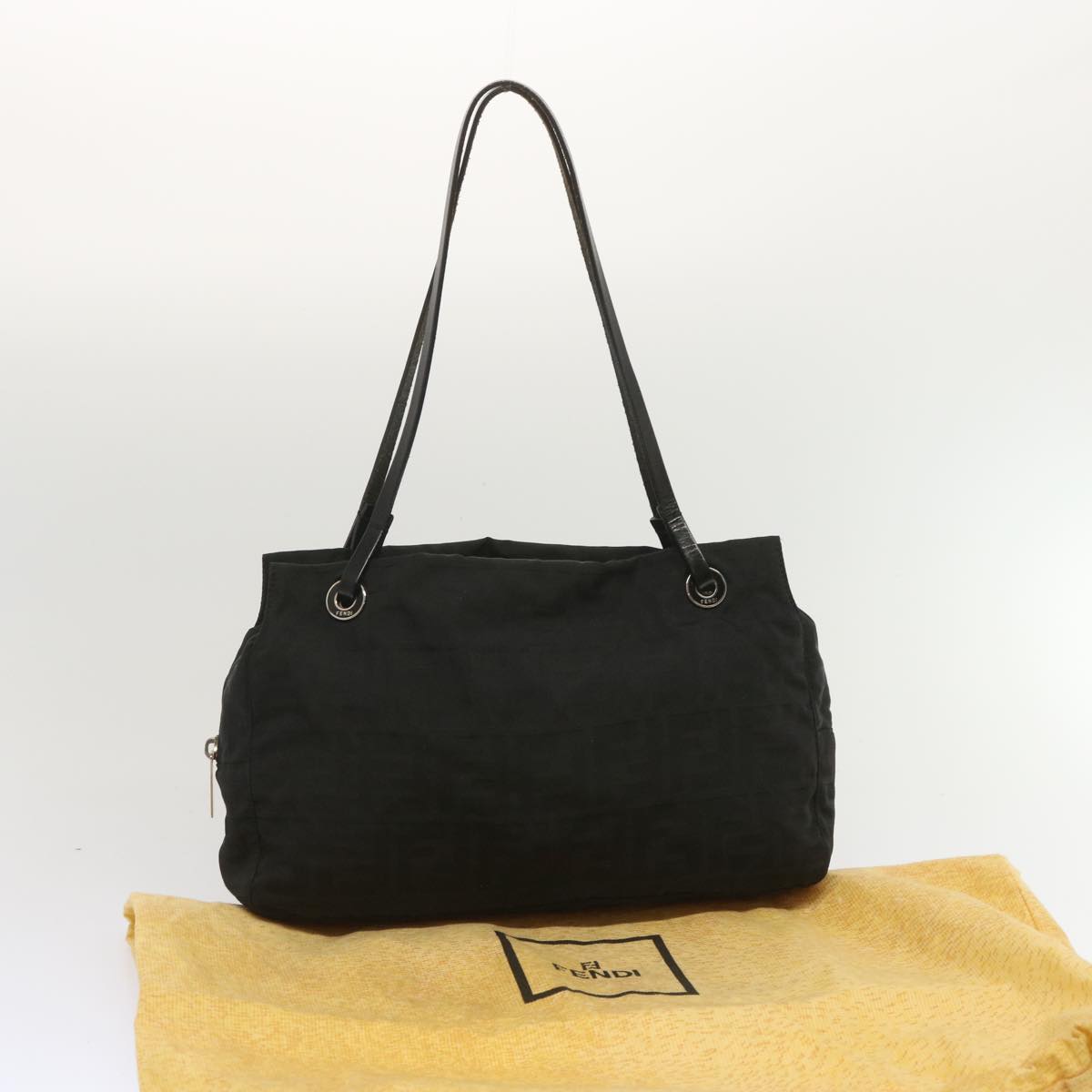 FENDI Zucca Canvas Hand Bag Black hk1179
