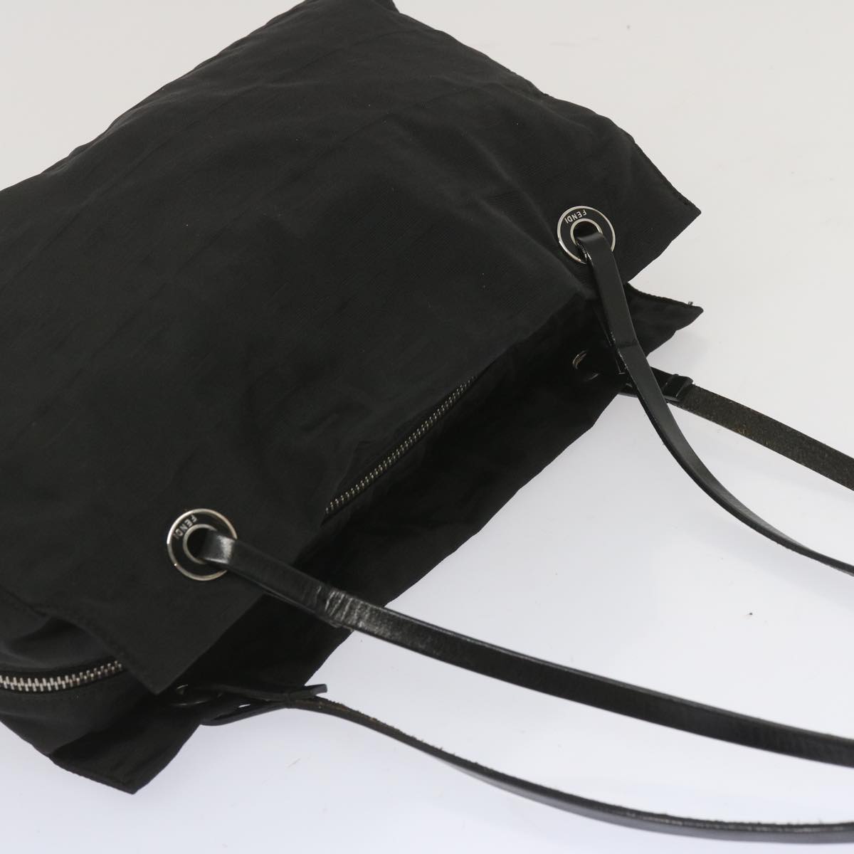 FENDI Zucca Canvas Hand Bag Black hk1179