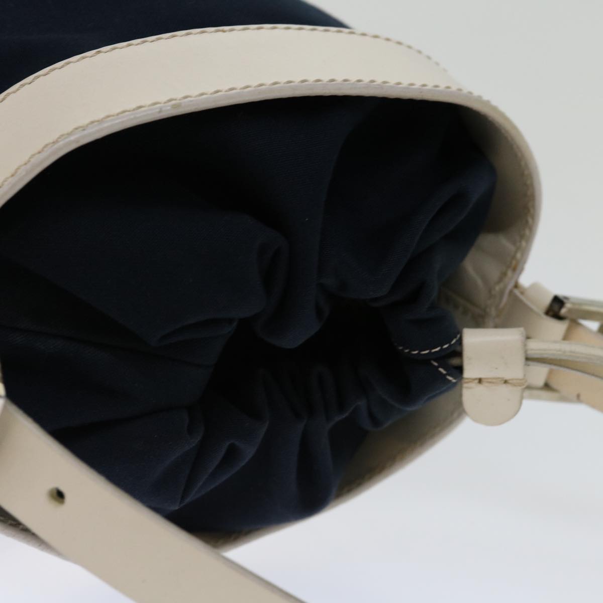 FENDI Hand Bag Canvas Navy White hk1190
