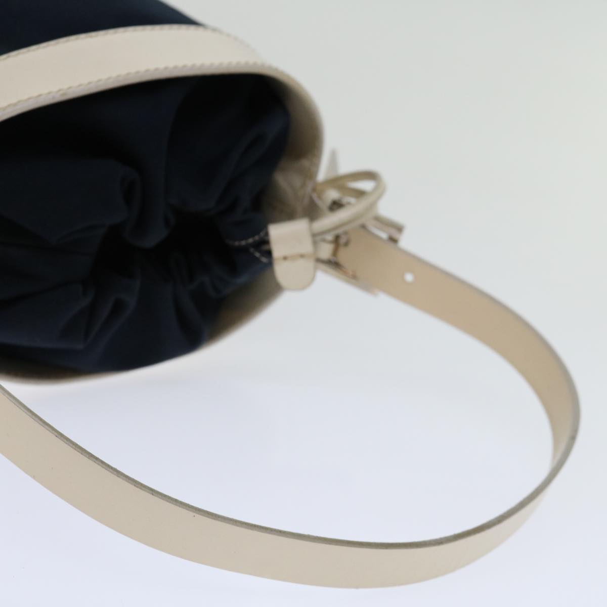 FENDI Hand Bag Canvas Navy White hk1190