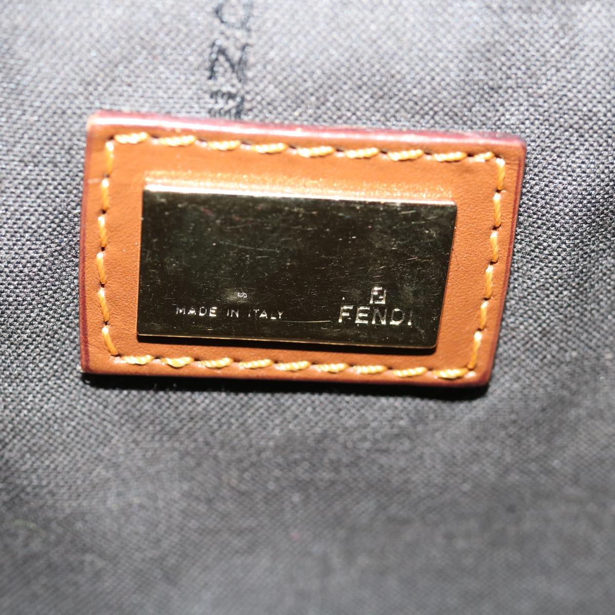 FENDI Zucca Canvas Shoulder Bag Navy Brown hk1233