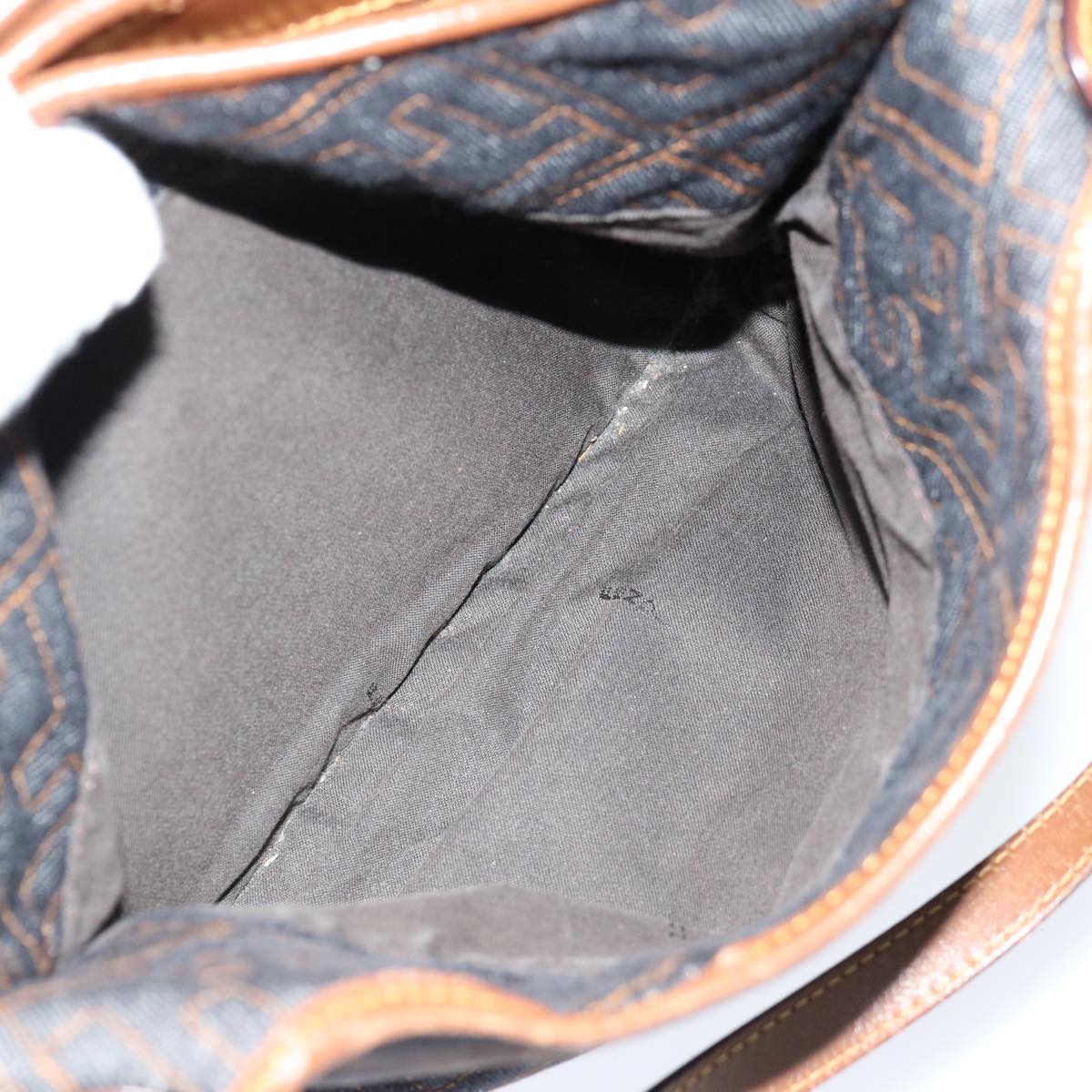 FENDI Zucca Canvas Shoulder Bag Navy Brown hk1233