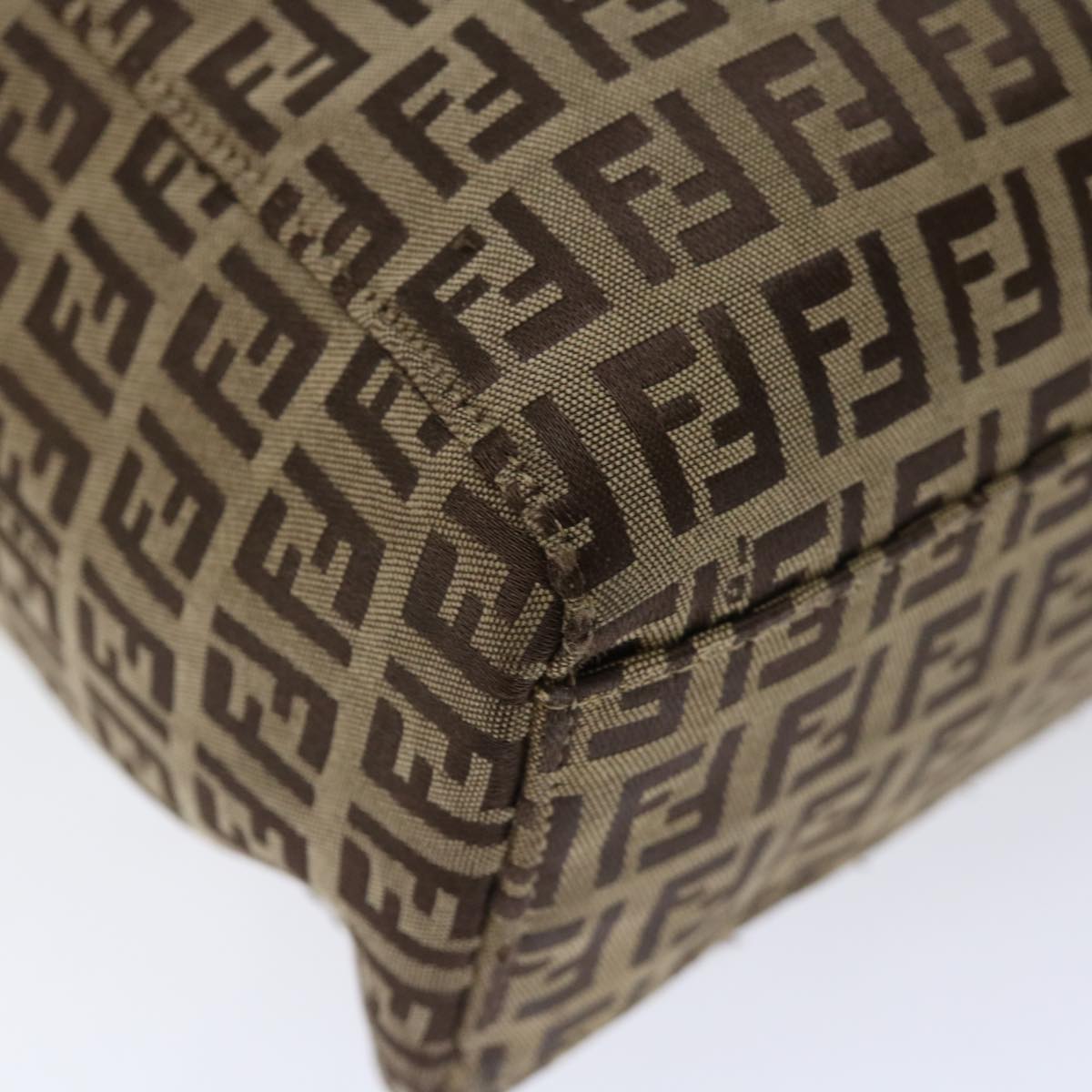 FENDI Zucchino Canvas Hand Bag Nylon Beige hk1256
