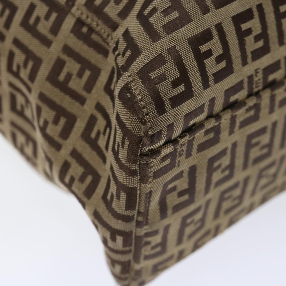 FENDI Zucchino Canvas Hand Bag Nylon Beige hk1256