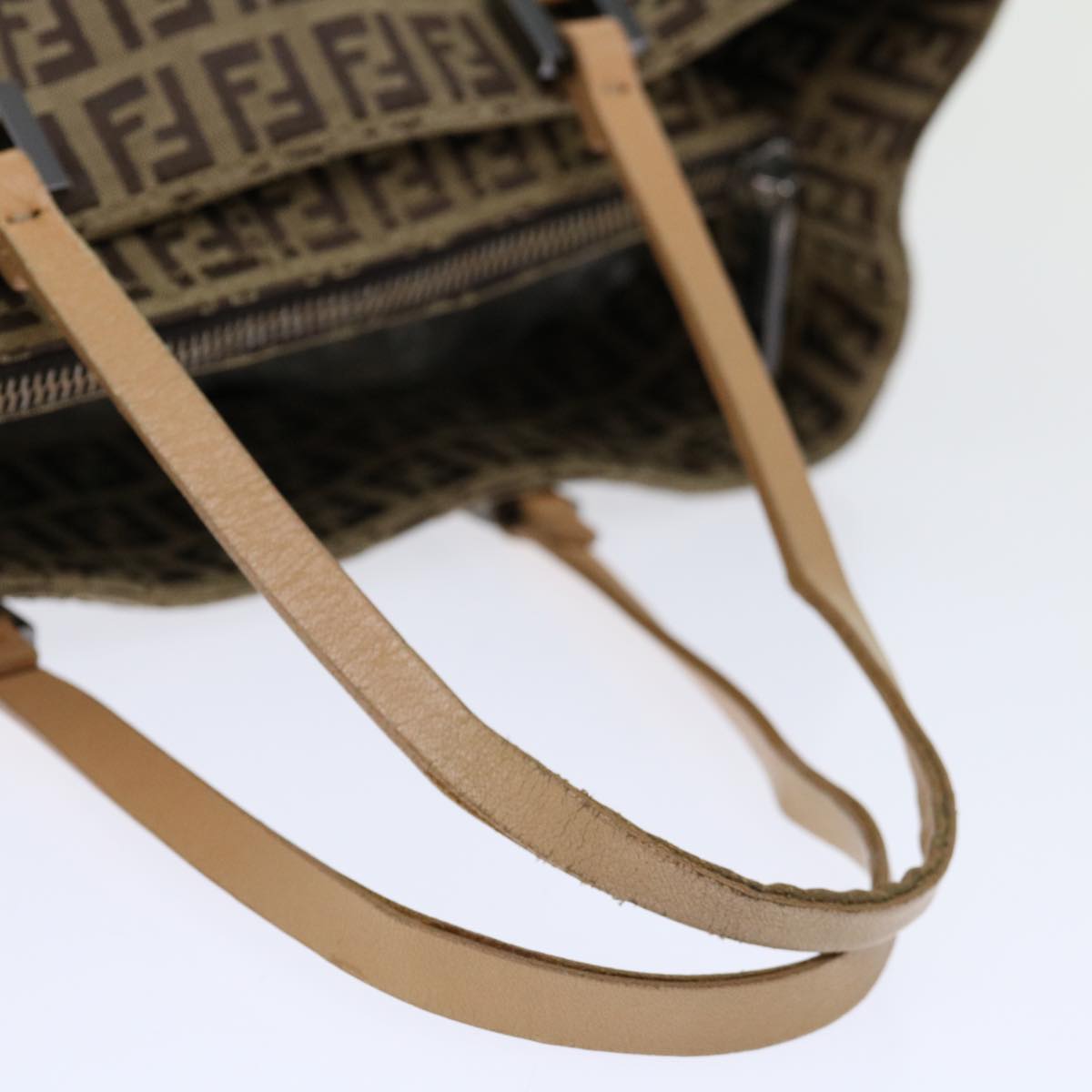 FENDI Zucchino Canvas Hand Bag Nylon Beige hk1256