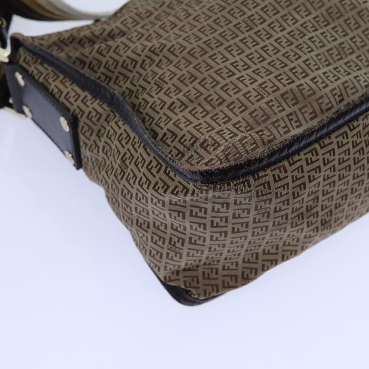 FENDI Zucchino Canvas Shoulder Bag Nylon Beige hk1267