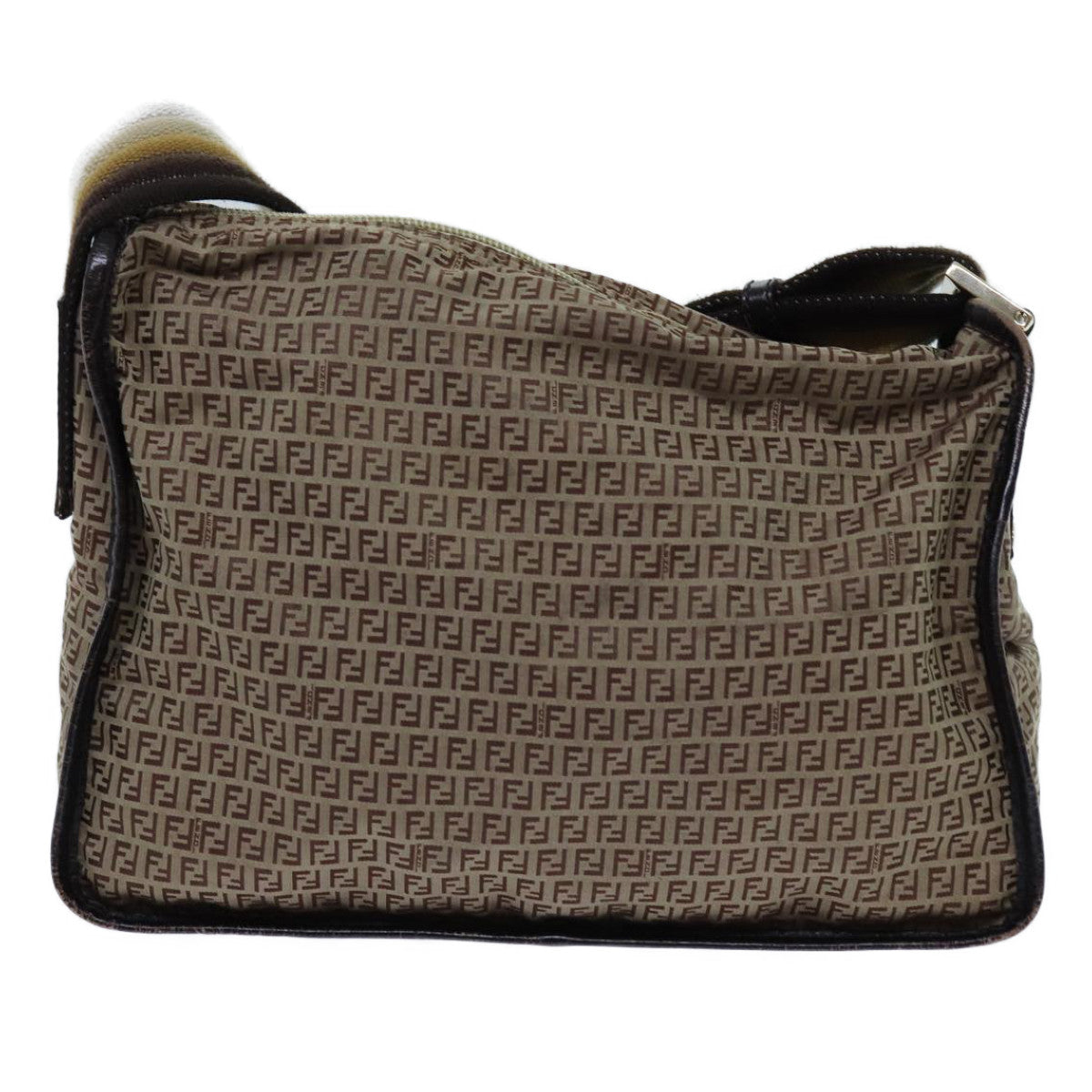 FENDI Zucchino Canvas Shoulder Bag Nylon Beige hk1267