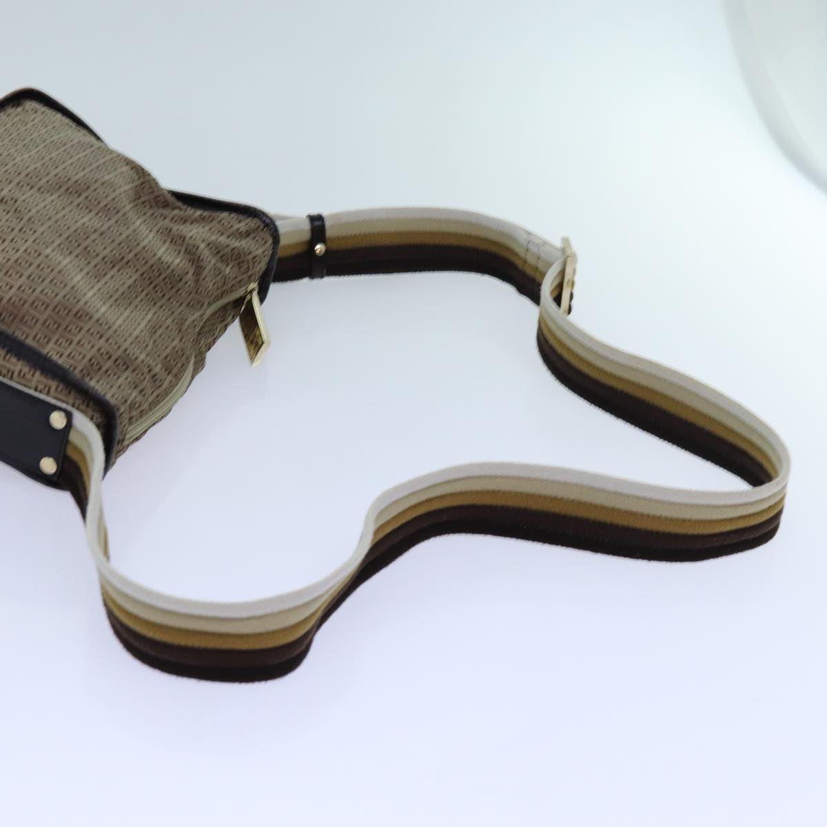 FENDI Zucchino Canvas Shoulder Bag Nylon Beige hk1267