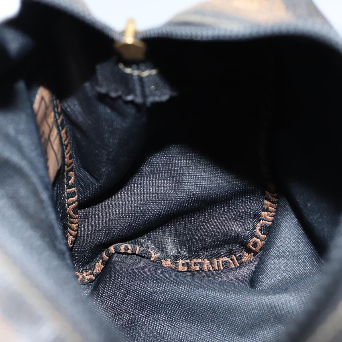 FENDI Pecan Canvas Hand Bag Coated Canvas Brown Black hk1268