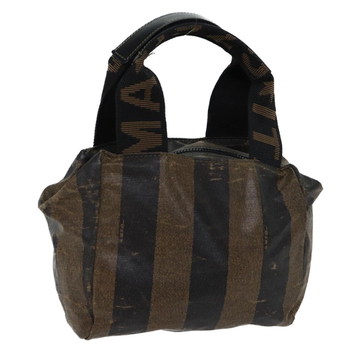 FENDI Pecan Canvas Hand Bag Coated Canvas Brown Black hk1268