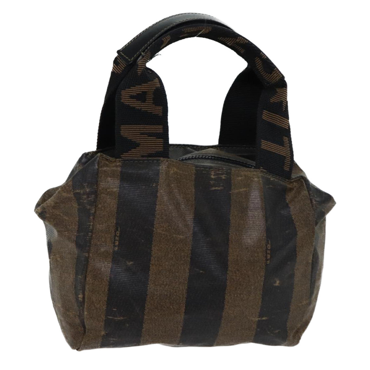 FENDI Pecan Canvas Hand Bag Coated Canvas Brown Black hk1268