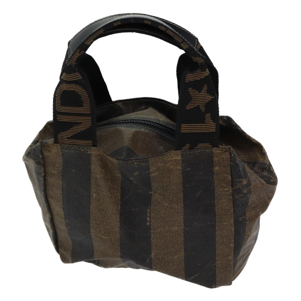 FENDI Pecan Canvas Hand Bag Coated Canvas Brown Black hk1268