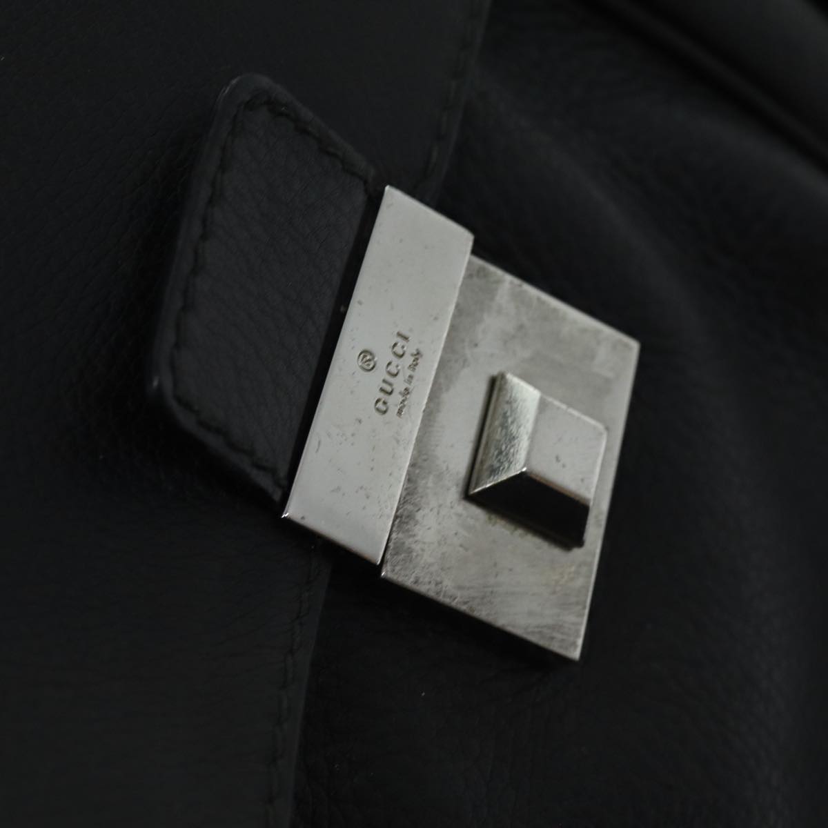 GUCCI Hand Bag Leather 2way Black hk1295
