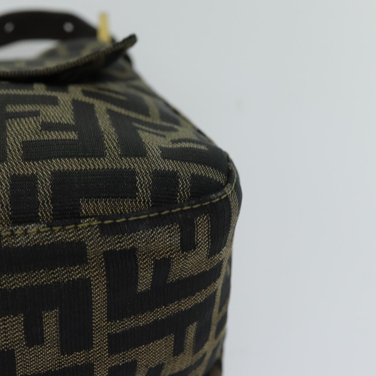 FENDI Zucca Canvas Mamma Baguette Shoulder Bag Black Brown hk1297
