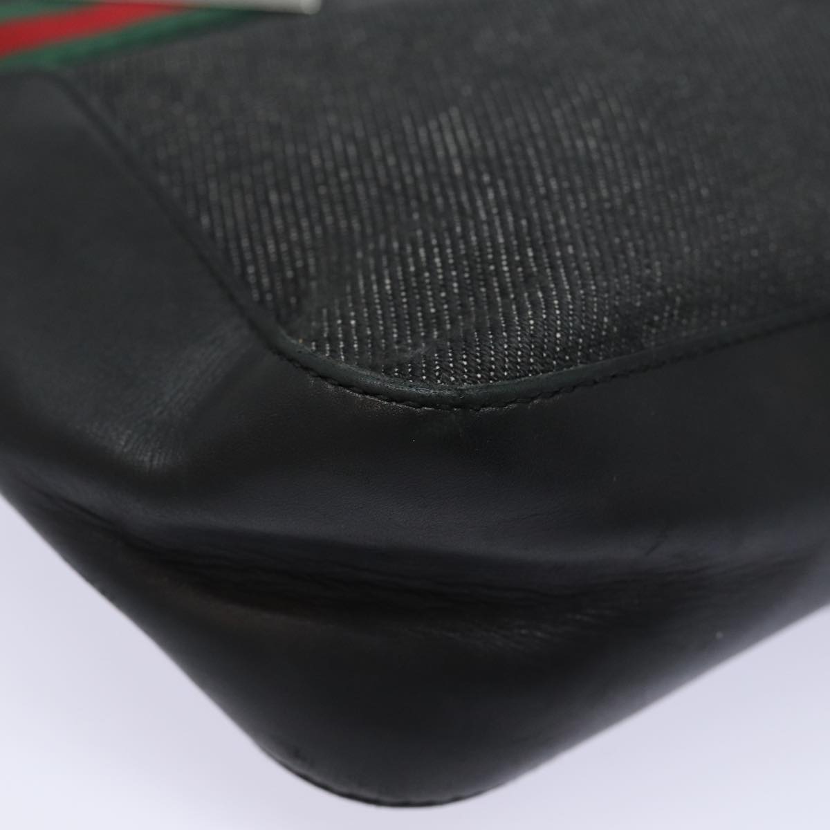 GUCCI Web Sherry Line Hand Bag Canvas Gray Red Green 73984 hk1378