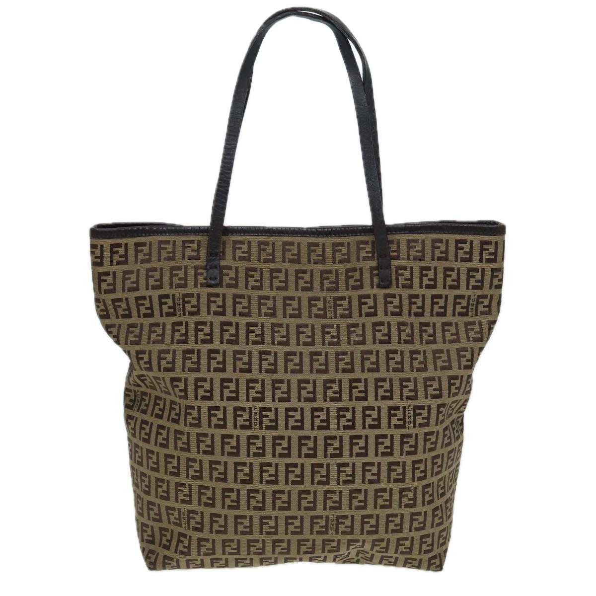 FENDI Zucchino Canvas Tote Bag Beige hk1424