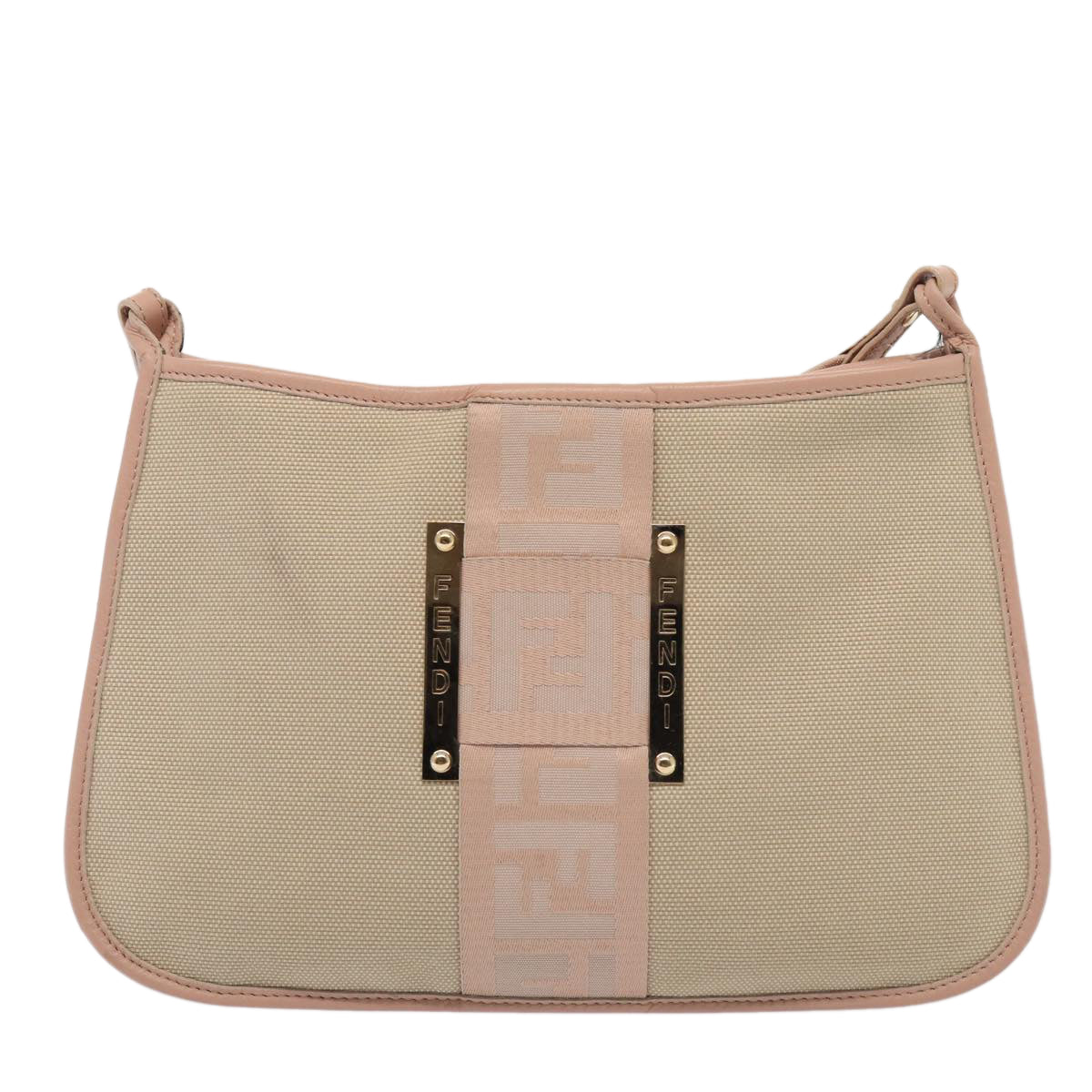 FENDI Shoulder Bag Canvas Beige hk1442