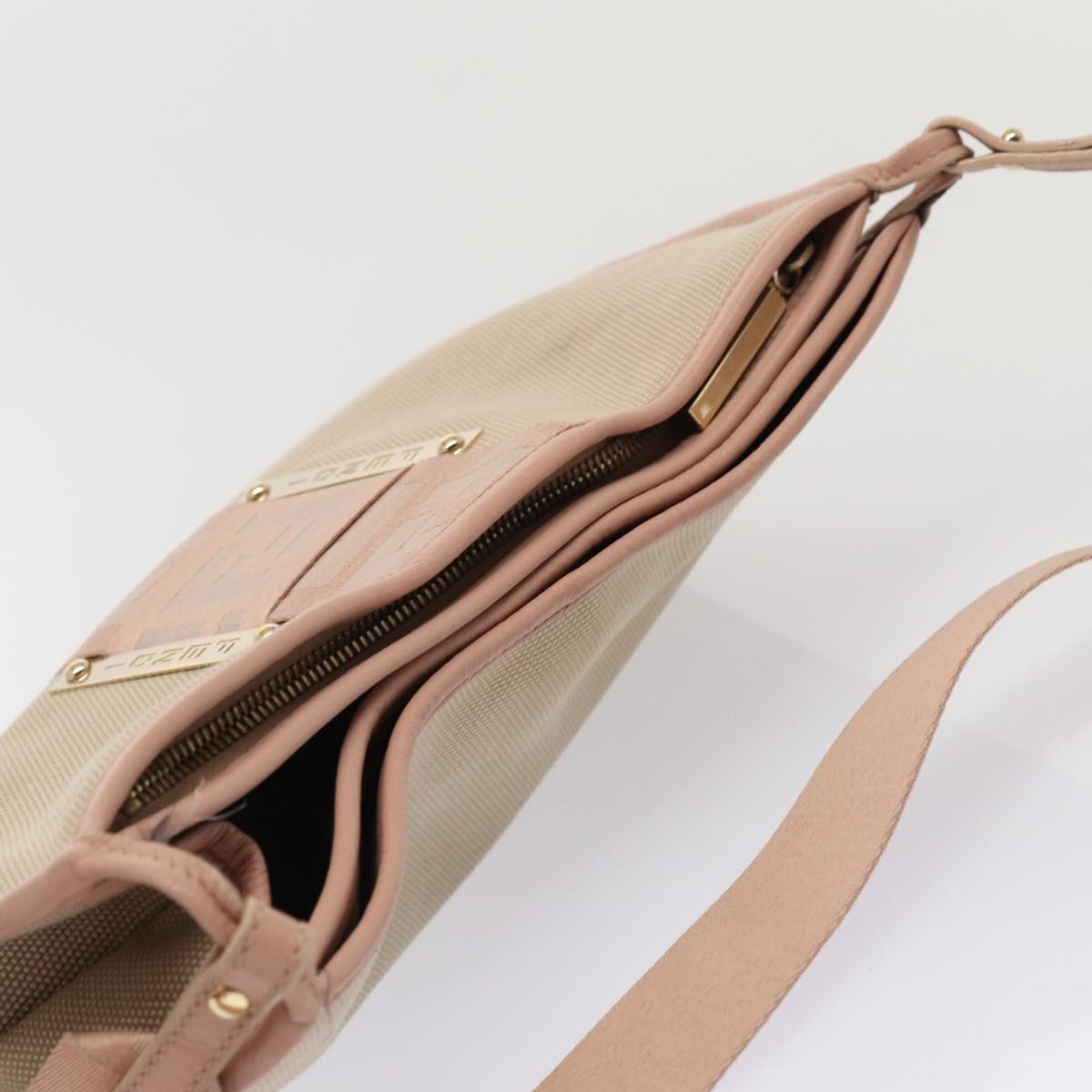 FENDI Shoulder Bag Canvas Beige hk1442