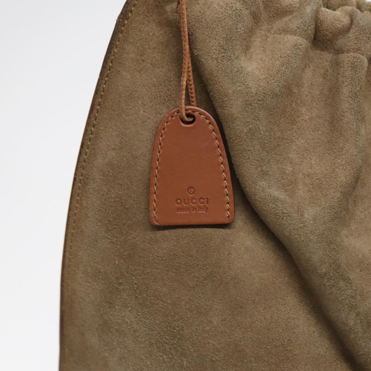 GUCCI Hand Bag Suede Beige hk1499