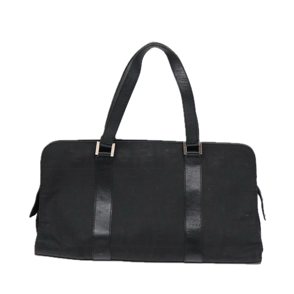 FENDI Zucca Canvas Hand Bag Black Silver hk1588
