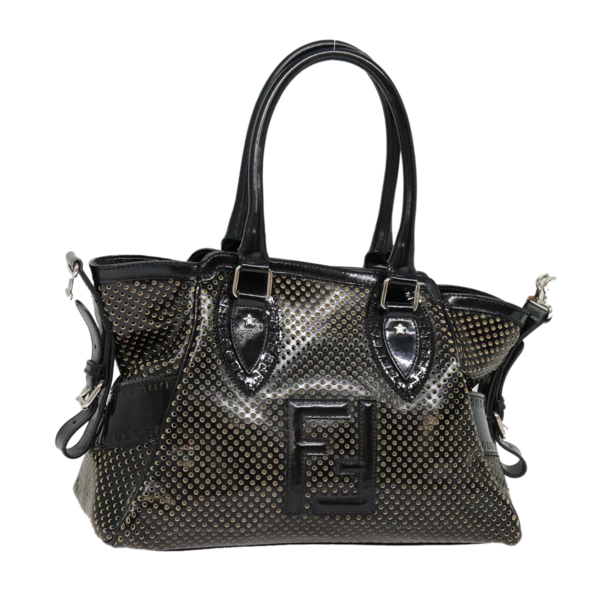 FENDI Hand Bag Enamel Black 8BN157 hk1661