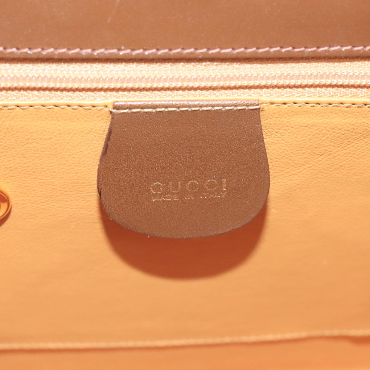 GUCCI Ready Lock Hand Bag Leather 2way Brown Gold hk1714