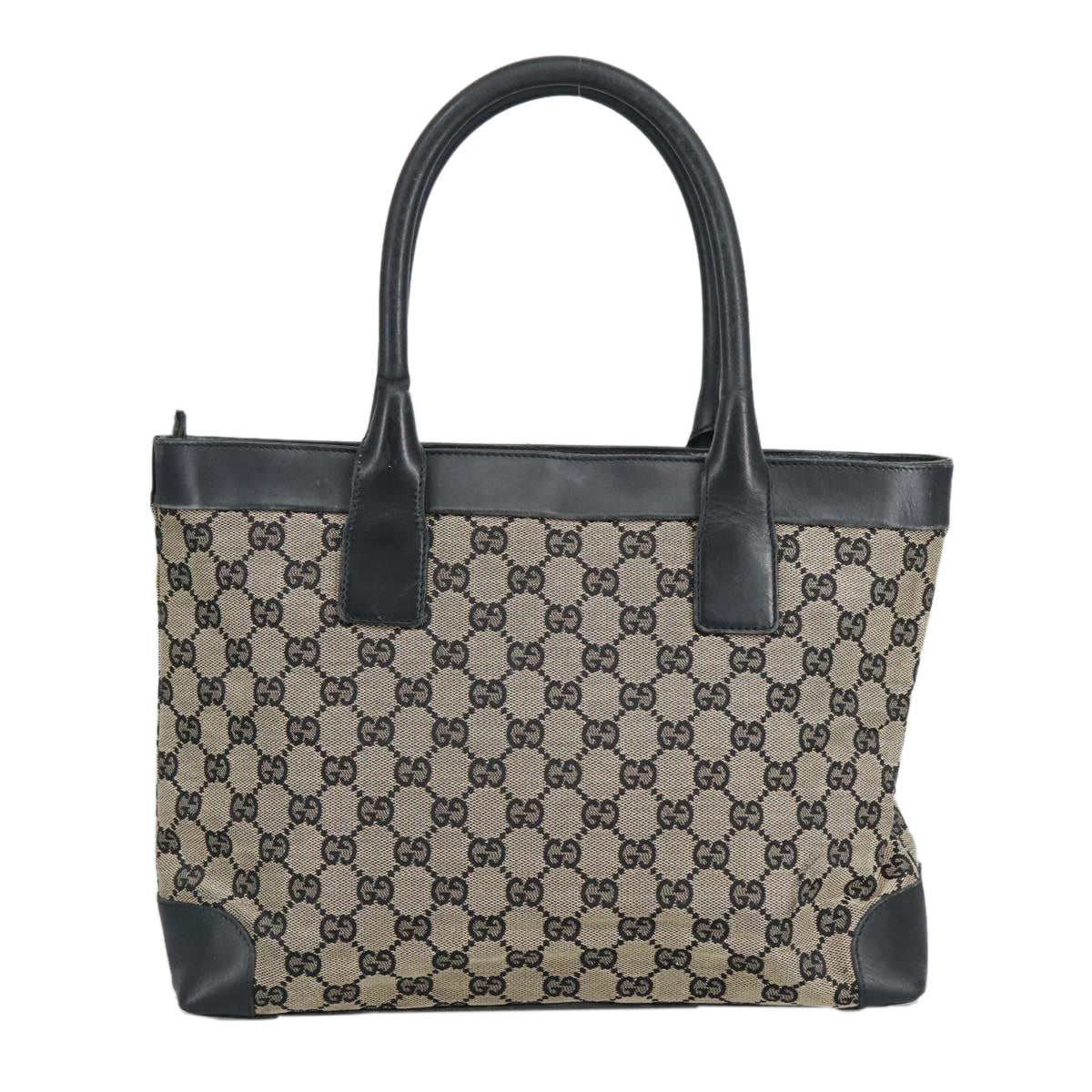 GUCCI GG Canvas Tote Bag Black Beige hk1721