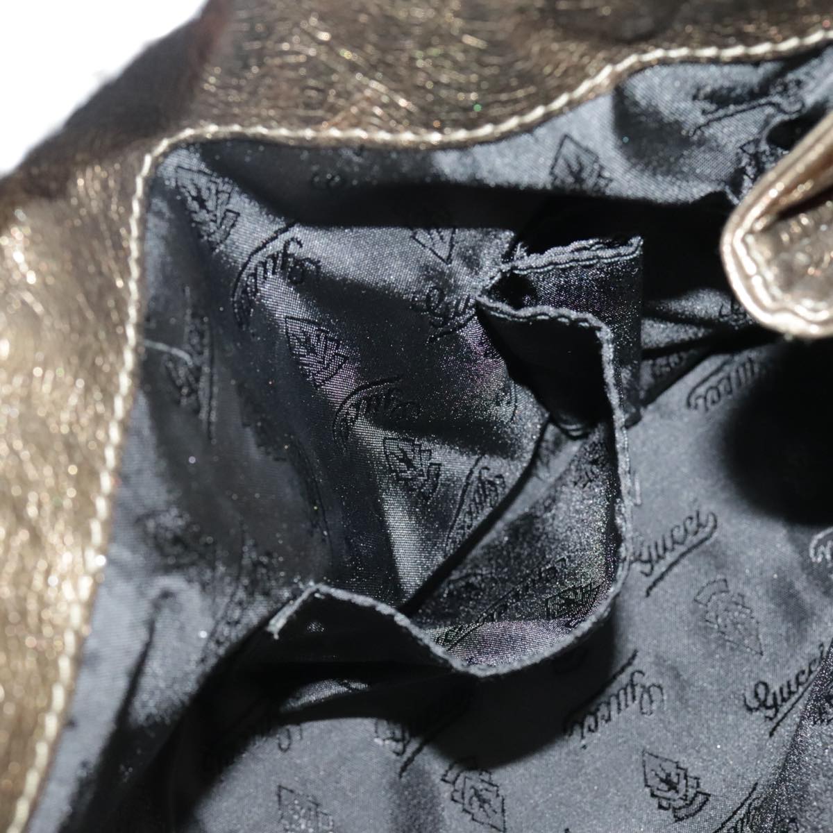 GUCCI Clutch Bag Leather Gold 197015 hk1723