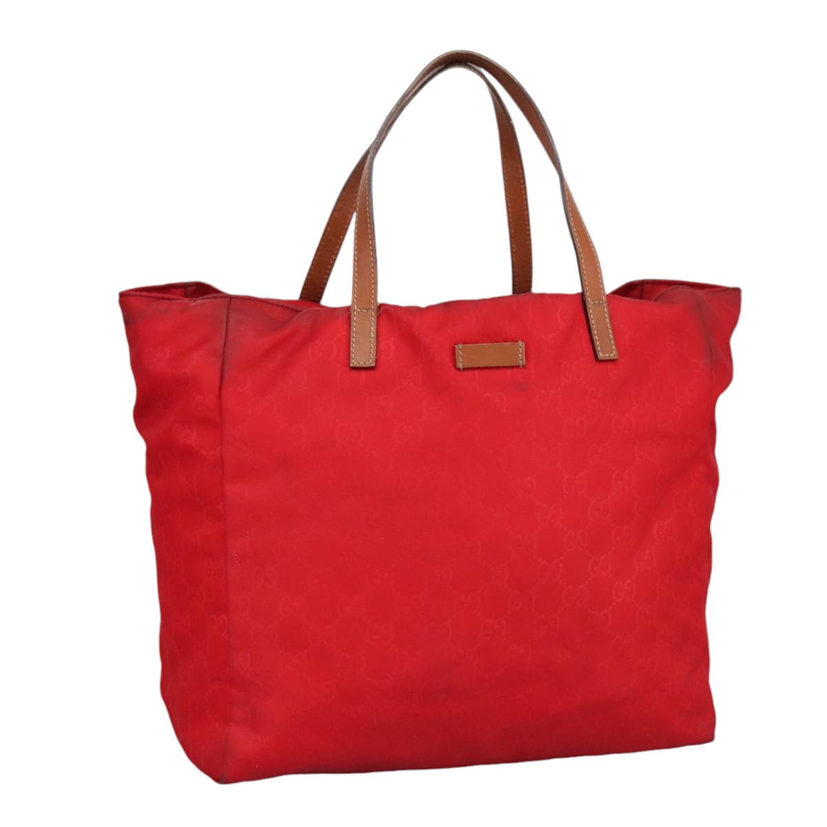 GUCCI GG Canvas Tote Bag Nylon Red Silver 282439 hk1724