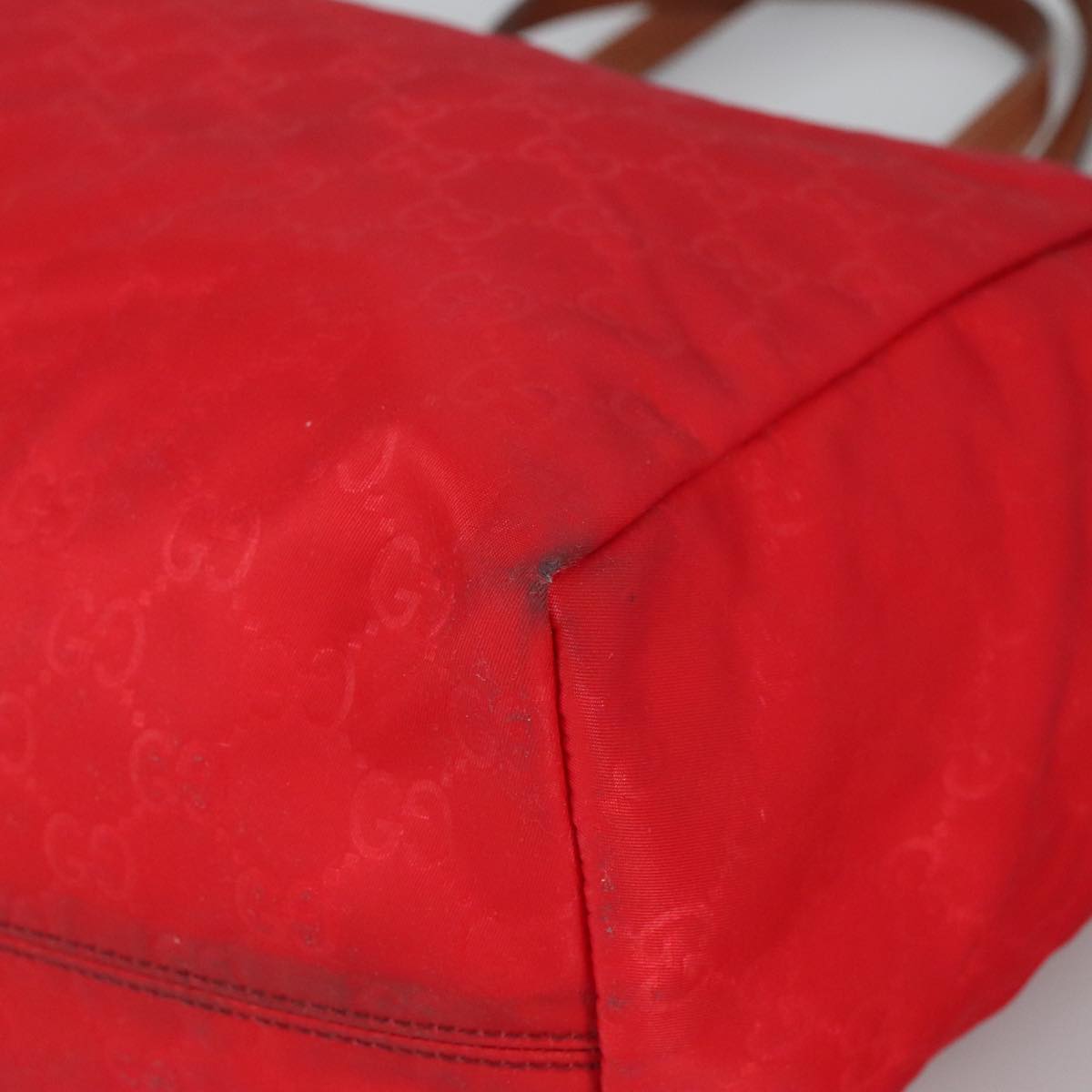 GUCCI GG Canvas Tote Bag Nylon Red Silver 282439 hk1724