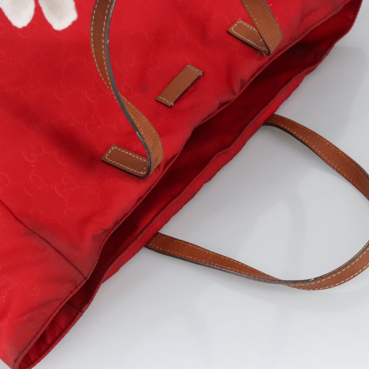 GUCCI GG Canvas Tote Bag Nylon Red Silver 282439 hk1724