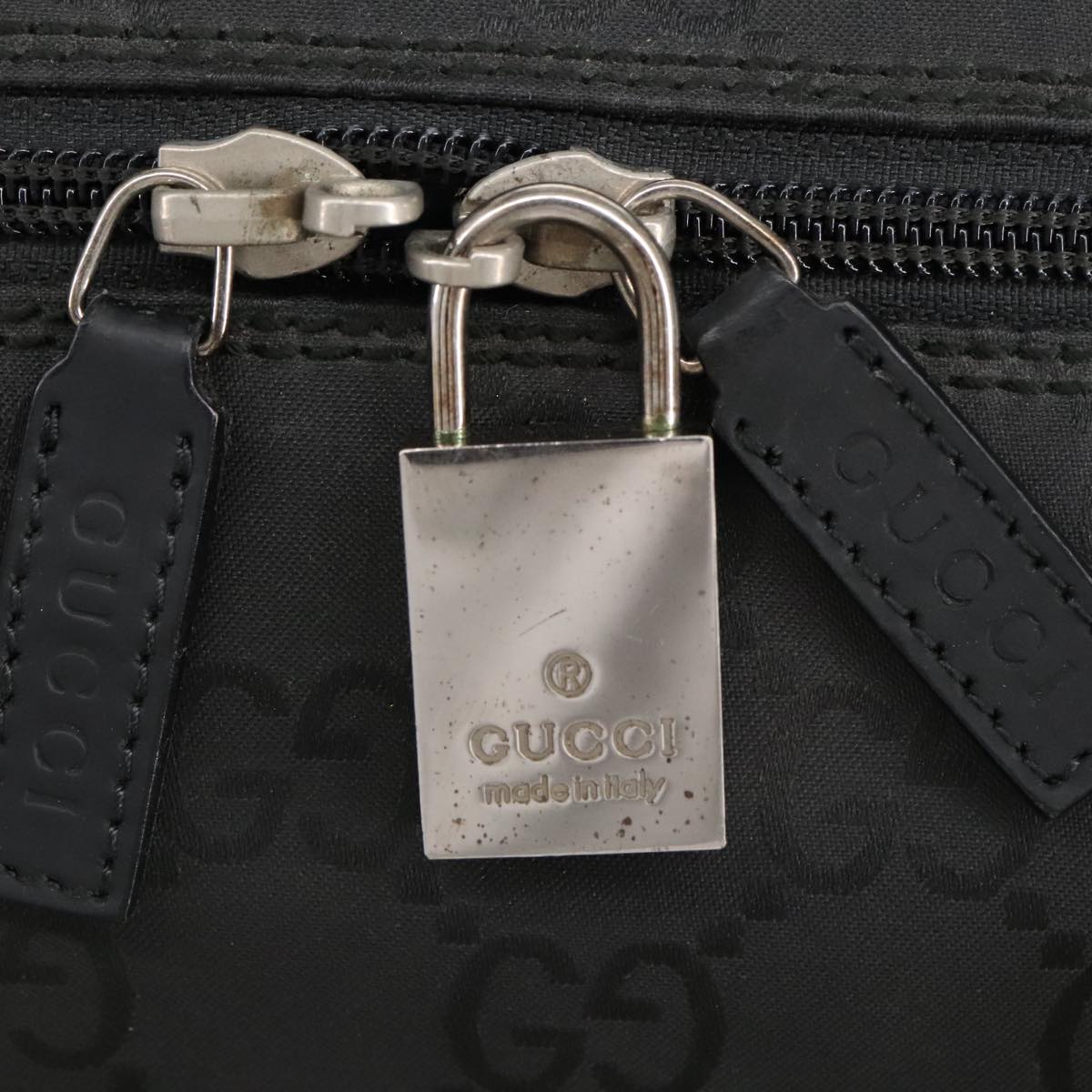 GUCCI GG Canvas Boston Bag Black Silver 012 0383 hk1725