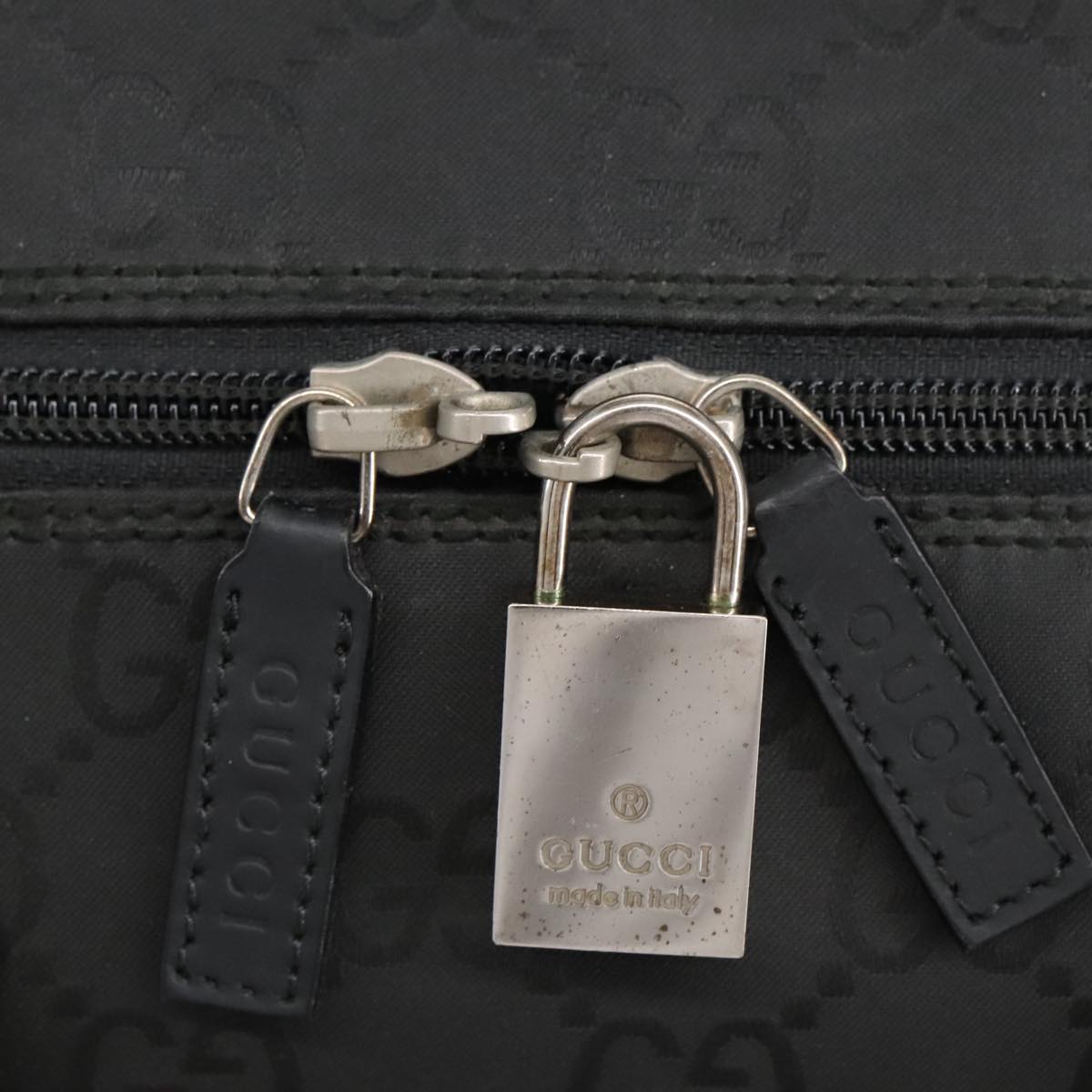 GUCCI GG Canvas Boston Bag Black Silver 012 0383 hk1725