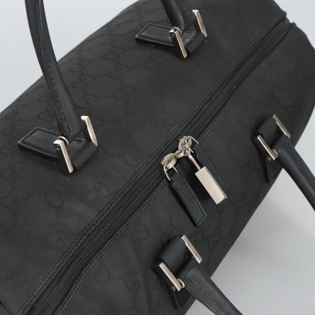 GUCCI GG Canvas Boston Bag Black Silver 012 0383 hk1725