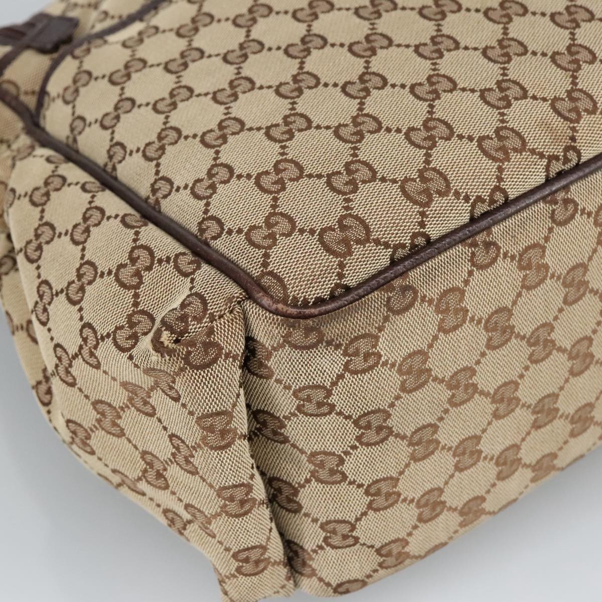 GUCCI GG Canvas Shoulder Bag Beige Silver 123326 hk1738