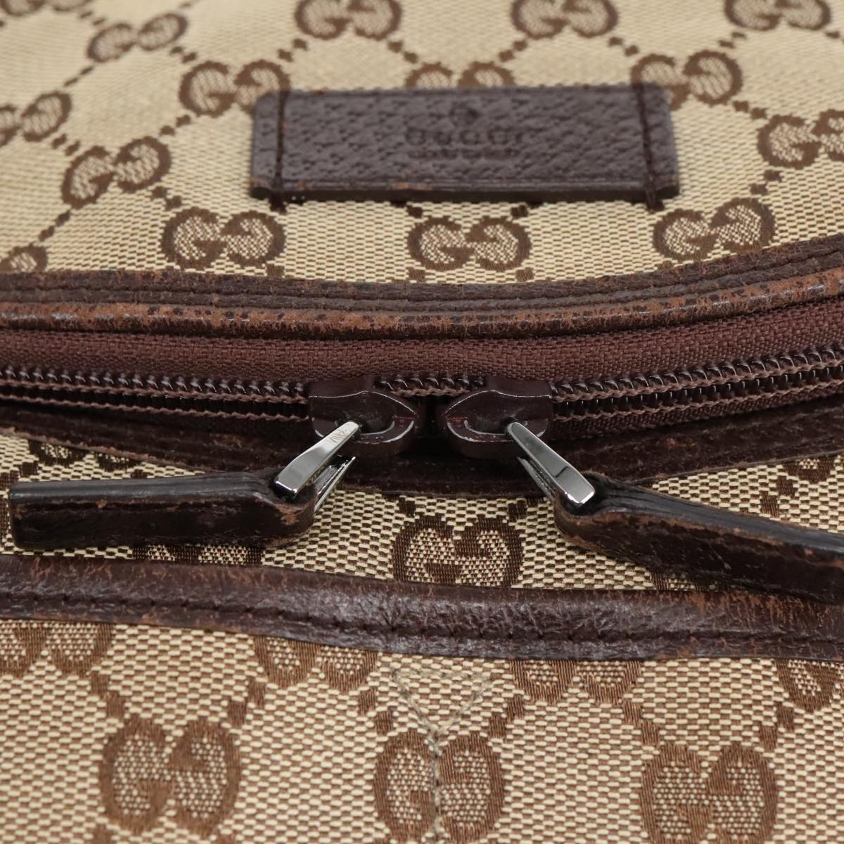 GUCCI GG Canvas Shoulder Bag Beige Silver 123326 hk1738