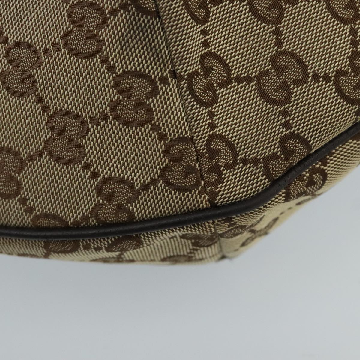 GUCCI GG Canvas Shoulder Bag Beige Brown Silver 189752 hk1739