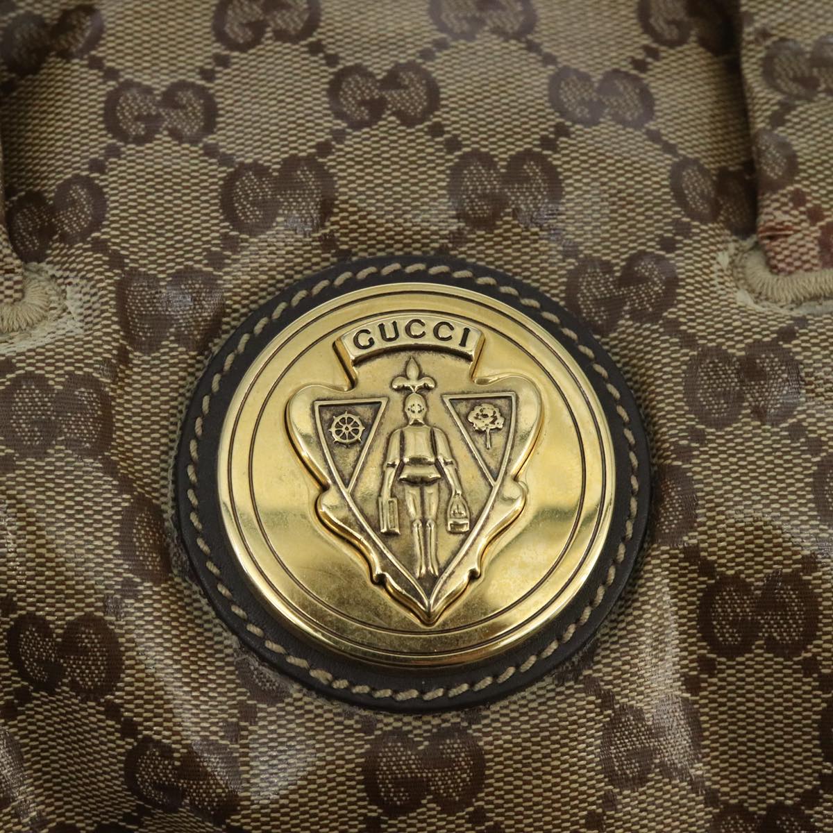 GUCCI GG Crystal Hand Bag Beige Gold 197020 hk1740