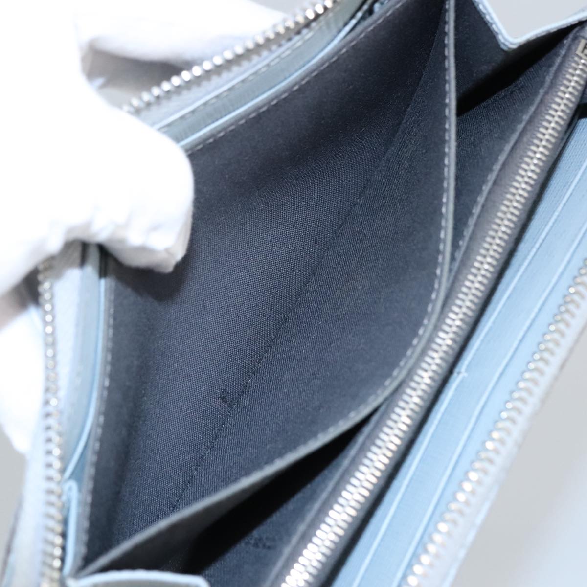 FENDI Wallet Leather Light Blue Silver hk1811