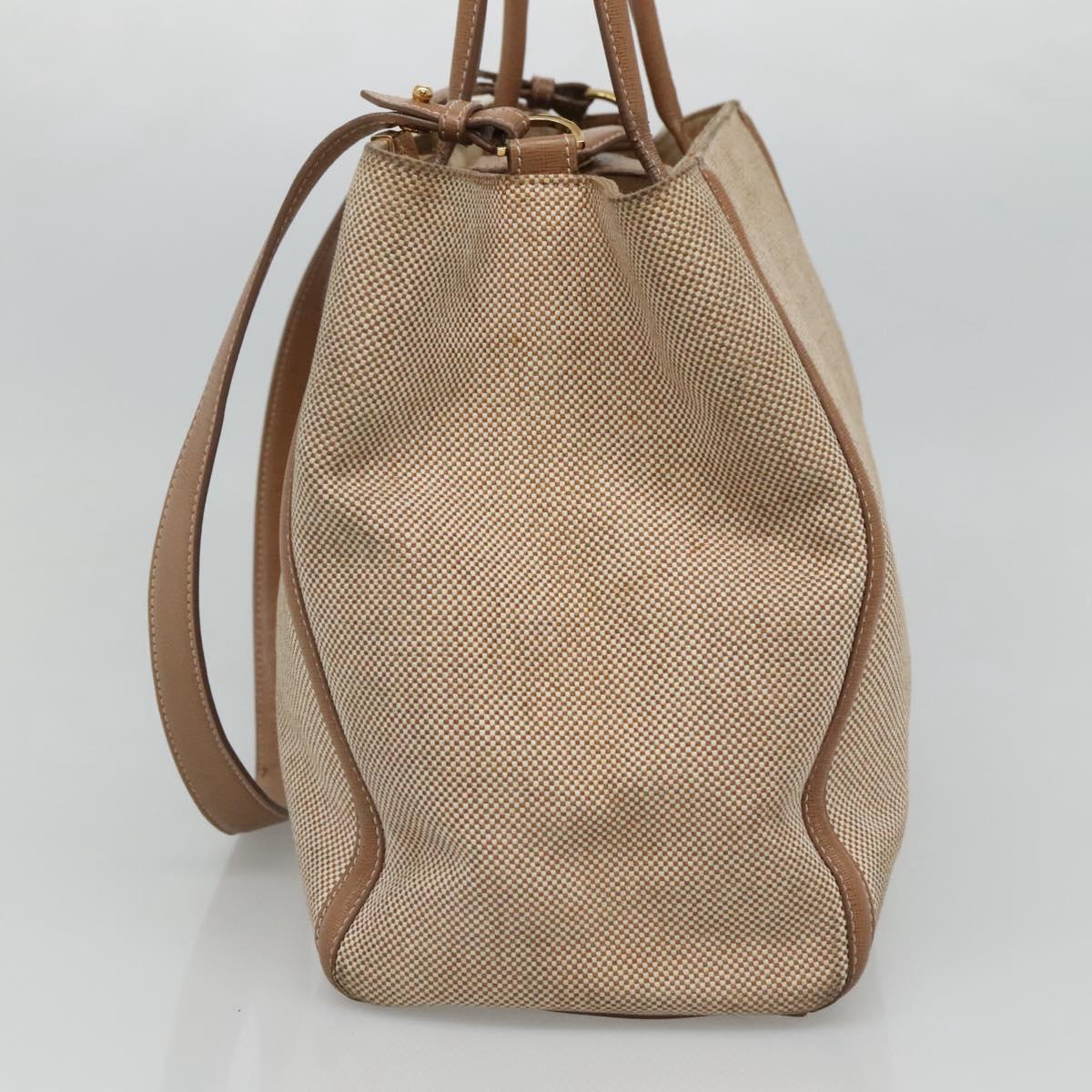 FENDI To joule Hand Bag Canvas 2way Gold Beige hk1977