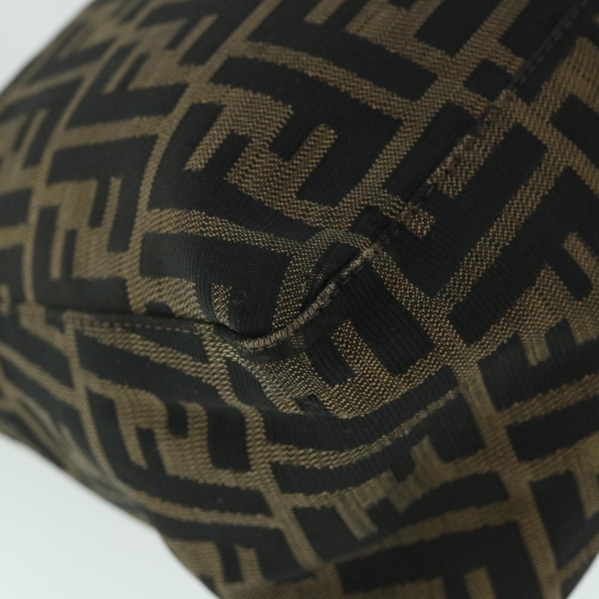 FENDI Zucca Canvas Mamma Baguette Shoulder Bag Brown hk856