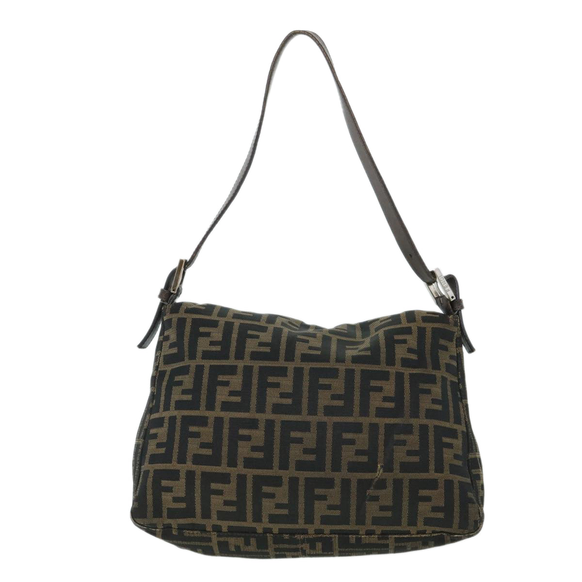 FENDI Zucca Canvas Mamma Baguette Shoulder Bag Brown hk856